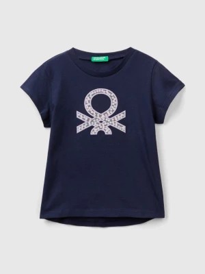 Zdjęcie produktu Benetton, T-shirt In Organic Cotton With Embroidered Logo, size 82, Dark Blue, Kids United Colors of Benetton