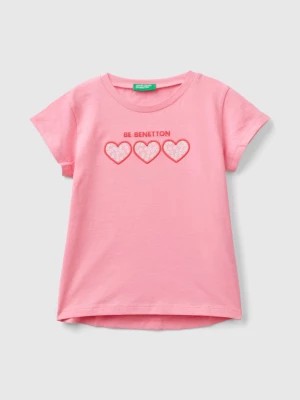Zdjęcie produktu Benetton, T-shirt In Organic Cotton With Embroidered Logo, size 90, Pink, Kids United Colors of Benetton