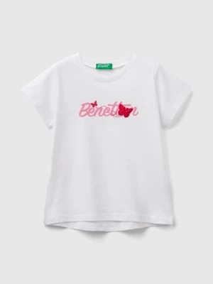 Zdjęcie produktu Benetton, T-shirt In Organic Cotton With Logo Print, size 90, White, Kids United Colors of Benetton