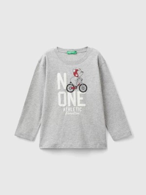 Zdjęcie produktu Benetton, T-shirt In Organic Cotton With Print, size 104, Light Gray, Kids United Colors of Benetton