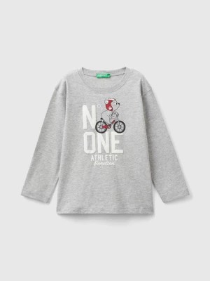 Zdjęcie produktu Benetton, T-shirt In Organic Cotton With Print, size 116, Light Gray, Kids United Colors of Benetton
