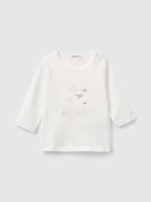 Zdjęcie produktu Benetton, T-shirt In Organic Cotton With Print, size 56, White, Kids United Colors of Benetton