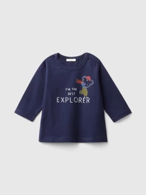 Zdjęcie produktu Benetton, T-shirt In Organic Cotton With Print, size 68, Dark Blue, Kids United Colors of Benetton