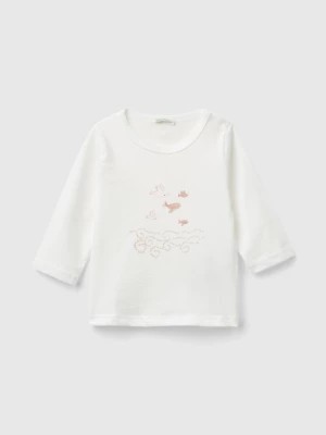 Zdjęcie produktu Benetton, T-shirt In Organic Cotton With Print, size 68, White, Kids United Colors of Benetton