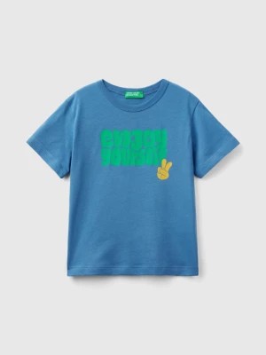 Zdjęcie produktu Benetton, T-shirt In Organic Cotton With Print, size 82, Blue, Kids United Colors of Benetton