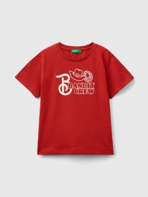 Zdjęcie produktu Benetton, T-shirt In Organic Cotton With Print, size 82, Red, Kids United Colors of Benetton