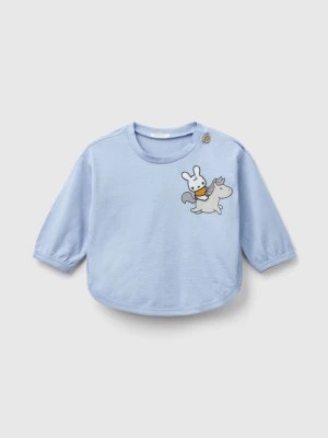 Zdjęcie produktu Benetton, T-shirt In Organic Cotton With Print, size 82, Sky Blue, Kids United Colors of Benetton
