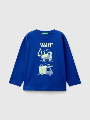 Zdjęcie produktu Benetton, T-shirt In Organic Cotton With Print, size 90, Bright Blue, Kids United Colors of Benetton