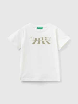 Zdjęcie produktu Benetton, T-shirt In Organic Cotton With Print, size 98, Creamy White, Kids United Colors of Benetton