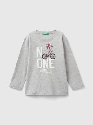 Zdjęcie produktu Benetton, T-shirt In Organic Cotton With Print, size 98, Light Gray, Kids United Colors of Benetton