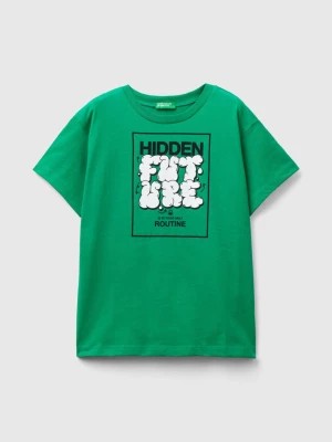 Zdjęcie produktu Benetton, T-shirt In Organic Cotton With Print, size L, Green, Kids United Colors of Benetton