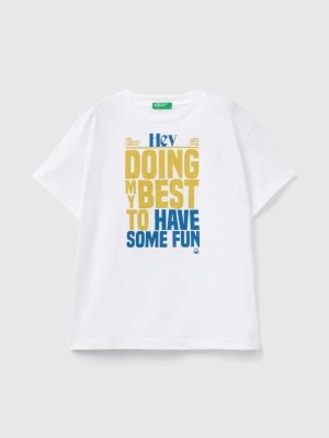 Zdjęcie produktu Benetton, T-shirt In Organic Cotton With Print, size S, White, Kids United Colors of Benetton