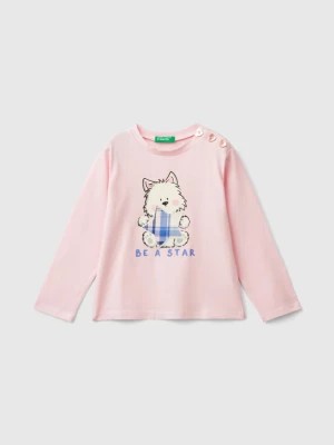 Zdjęcie produktu Benetton, T-shirt In Stretch Cotton With Print, size 110, Pink, Kids United Colors of Benetton