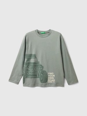 Zdjęcie produktu Benetton, T-shirt In Warm Cotton With Front And Back Print, size XL, Light Green, Kids United Colors of Benetton