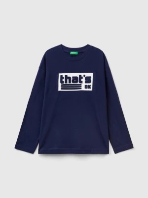 Zdjęcie produktu Benetton, T-shirt In Warm Cotton With Print, size 2XL, Dark Blue, Kids United Colors of Benetton