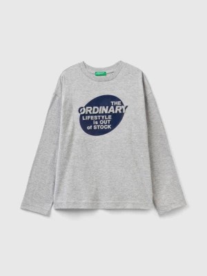 Zdjęcie produktu Benetton, T-shirt In Warm Cotton With Print, size 2XL, Light Gray, Kids United Colors of Benetton