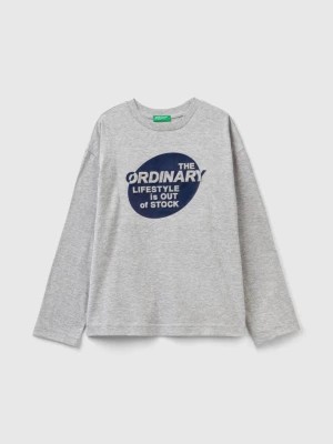 Zdjęcie produktu Benetton, T-shirt In Warm Cotton With Print, size 3XL, Light Gray, Kids United Colors of Benetton