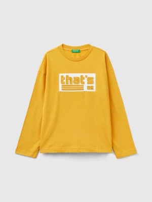 Zdjęcie produktu Benetton, T-shirt In Warm Cotton With Print, size XL, Yellow, Kids United Colors of Benetton