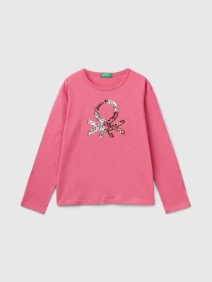 Zdjęcie produktu Benetton, T-shirt In Warm Organic Cotton With Sequins, size 2XL, Pink, Kids United Colors of Benetton