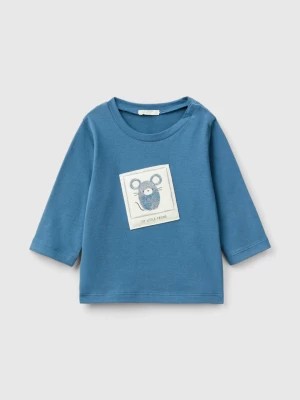 Zdjęcie produktu Benetton, T-shirt With Animal Patch, size 68, Air Force Blue, Kids United Colors of Benetton