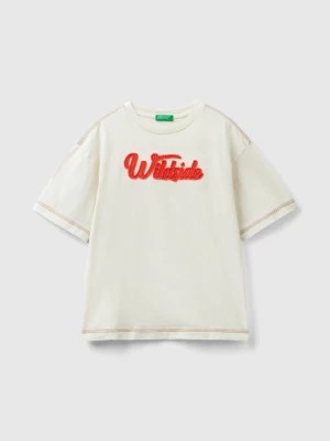Zdjęcie produktu Benetton, T-shirt With Applique, size S, Creamy White, Kids United Colors of Benetton