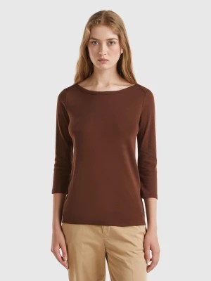 Zdjęcie produktu Benetton, T-shirt With Boat Neck In 100% Cotton, size L, Brown, Women United Colors of Benetton