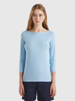 Zdjęcie produktu Benetton, T-shirt With Boat Neck In 100% Cotton, size L, Light Blue, Women United Colors of Benetton