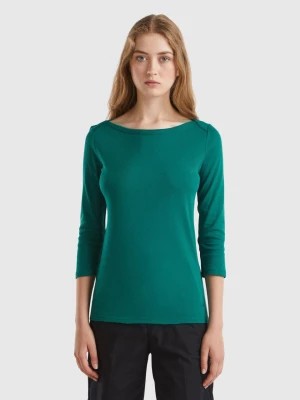 Zdjęcie produktu Benetton, T-shirt With Boat Neck In 100% Cotton, size M, Dark Green, Women United Colors of Benetton