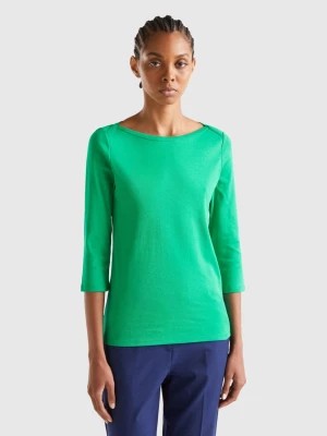 Zdjęcie produktu Benetton, T-shirt With Boat Neck In 100% Cotton, size M, Green, Women United Colors of Benetton