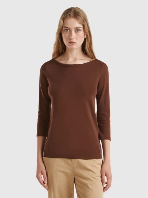 Zdjęcie produktu Benetton, T-shirt With Boat Neck In 100% Cotton, size S, Brown, Women United Colors of Benetton