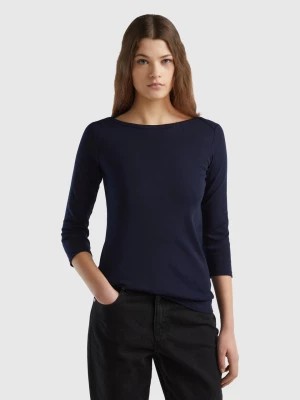 Zdjęcie produktu Benetton, T-shirt With Boat Neck In 100% Cotton, size XL, Dark Blue, Women United Colors of Benetton