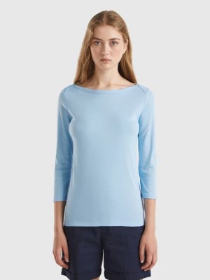 Zdjęcie produktu Benetton, T-shirt With Boat Neck In 100% Cotton, size XL, Light Blue, Women United Colors of Benetton