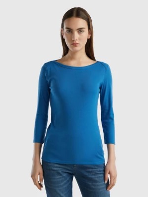 Zdjęcie produktu Benetton, T-shirt With Boat Neck In 100% Cotton, size XS, Blue, Women United Colors of Benetton