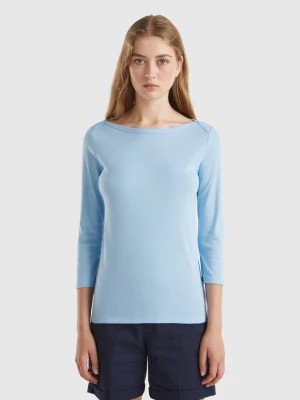 Zdjęcie produktu Benetton, T-shirt With Boat Neck In 100% Cotton, size XS, Light Blue, Women United Colors of Benetton