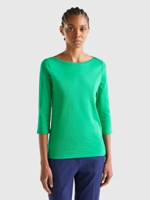 Zdjęcie produktu Benetton, T-shirt With Boat Neck In 100% Cotton, size XXS, Green, Women United Colors of Benetton