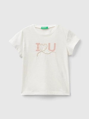 Zdjęcie produktu Benetton, T-shirt With Cord Embroidery, size 110, Creamy White, Kids United Colors of Benetton