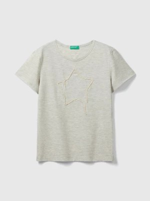 Zdjęcie produktu Benetton, T-shirt With Cord Embroidery, size L, Light Gray, Kids United Colors of Benetton