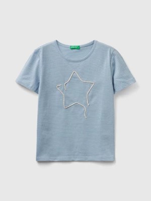 Zdjęcie produktu Benetton, T-shirt With Cord Embroidery, size M, Sky Blue, Kids United Colors of Benetton