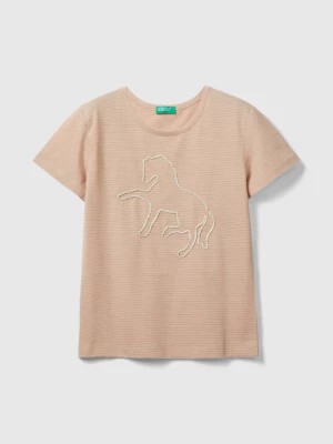 Zdjęcie produktu Benetton, T-shirt With Cord Embroidery, size S, Soft Pink, Kids United Colors of Benetton