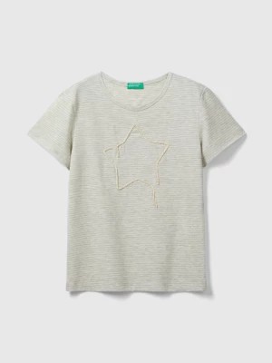 Zdjęcie produktu Benetton, T-shirt With Cord Embroidery, size XL, Light Gray, Kids United Colors of Benetton
