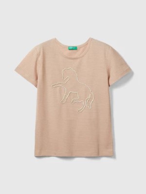 Zdjęcie produktu Benetton, T-shirt With Cord Embroidery, size XL, Soft Pink, Kids United Colors of Benetton