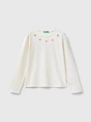 Zdjęcie produktu Benetton, T-shirt With Cut-out Hearts, size 2XL, Creamy White, Kids United Colors of Benetton