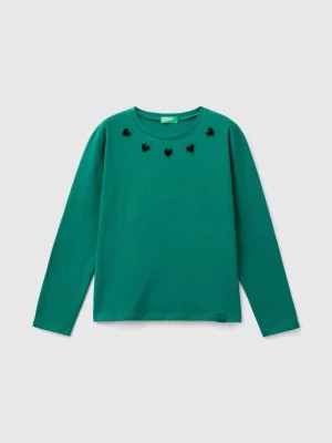 Zdjęcie produktu Benetton, T-shirt With Cut-out Hearts, size 2XL, Dark Green, Kids United Colors of Benetton