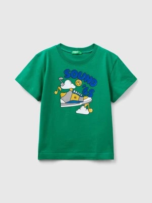 Zdjęcie produktu Benetton, T-shirt With Embossed Print, size 104, Green, Kids United Colors of Benetton