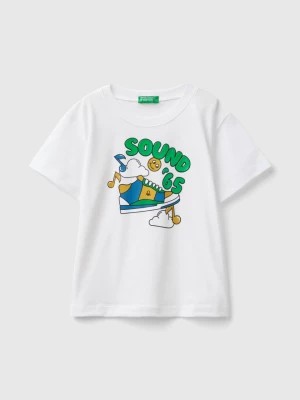Zdjęcie produktu Benetton, T-shirt With Embossed Print, size 98, White, Kids United Colors of Benetton