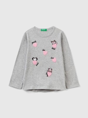Zdjęcie produktu Benetton, T-shirt With Embroidery And Appliques, size 104, Light Gray, Kids United Colors of Benetton