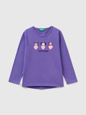 Zdjęcie produktu Benetton, T-shirt With Embroidery And Appliques, size 104, Violet, Kids United Colors of Benetton