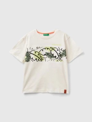 Zdjęcie produktu Benetton, T-shirt With Exotic Print, size 98, Creamy White, Kids United Colors of Benetton