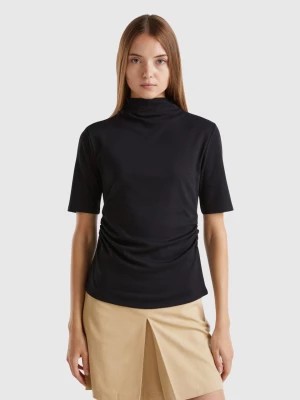 Zdjęcie produktu Benetton, T-shirt With Funnel Neck In Organic Cotton, size M, Black, Women United Colors of Benetton