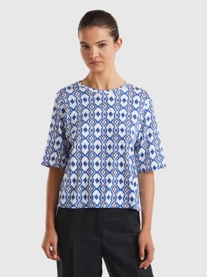 Zdjęcie produktu Benetton, T-shirt With Geometric Pattern, size S, Blue, Women United Colors of Benetton